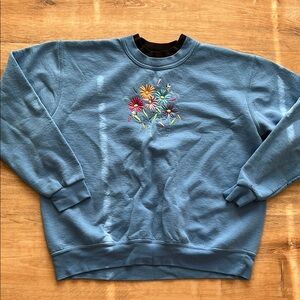 Blue Floral Embroidered Men's Sweater